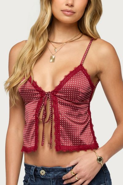 Edikted Backless Polka Dot Flyaway Tank Top