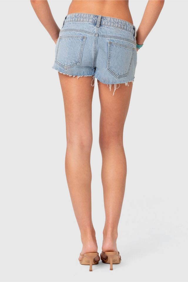 Edikted Devin Low Rise Micro Denim Shorts #4