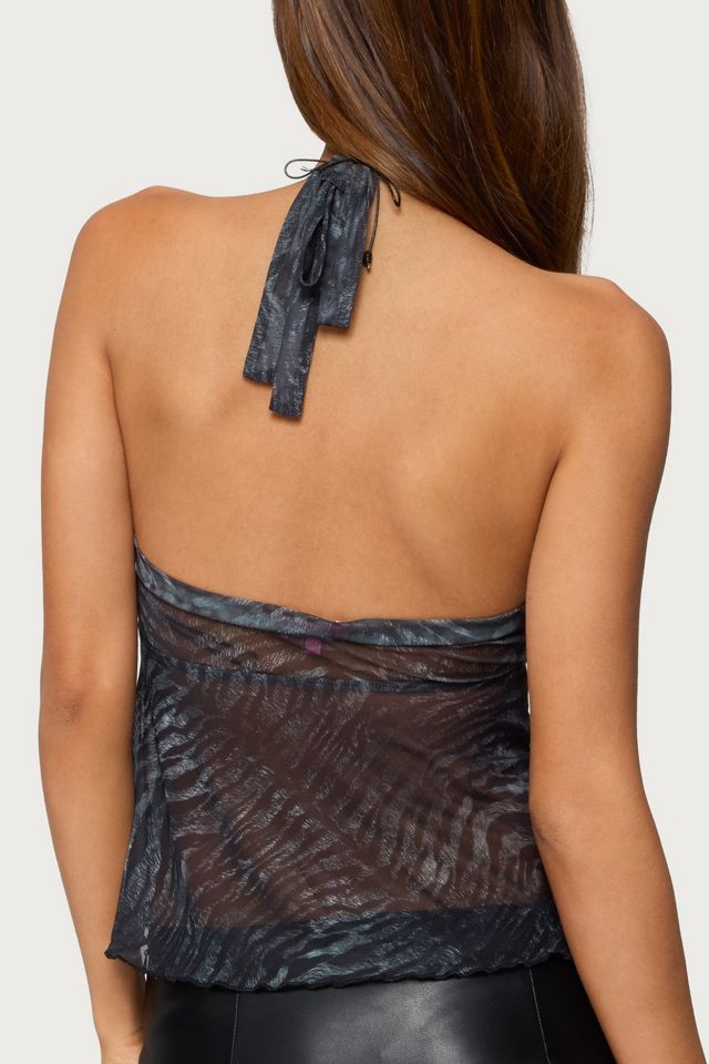 Edikted Tiger Printed Mesh Babydoll Top #4