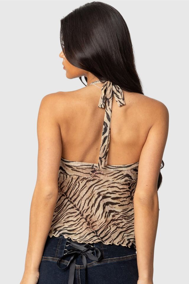 Edikted Tiger Printed Mesh Babydoll Top #4
