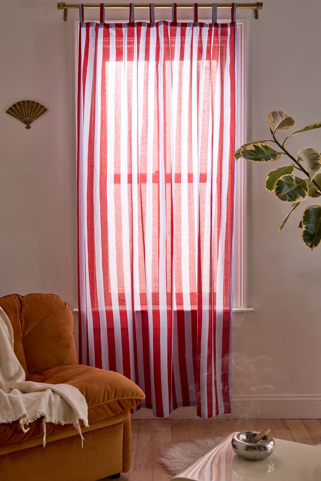 Striped Patterned Window Panel - Blue Clay, Regular, 52X84