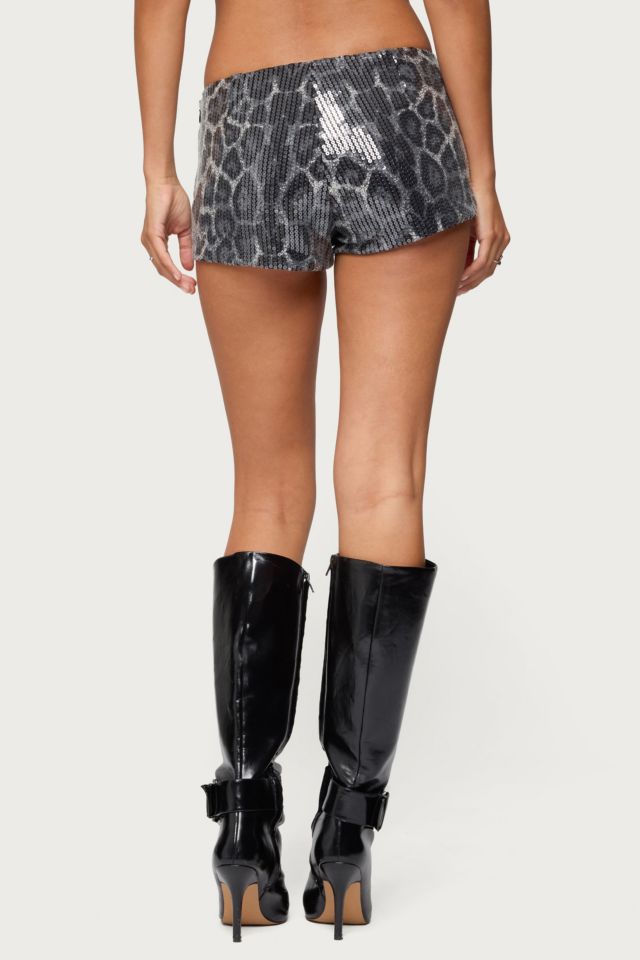 Edikted Sequin Leopard Printed Micro Shorts #3