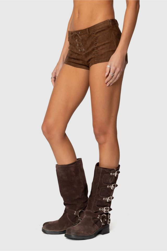 Edikted Sloane Faux Suede Micro Shorts #2