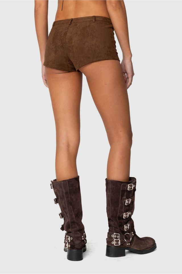 Edikted Sloane Faux Suede Micro Shorts #3