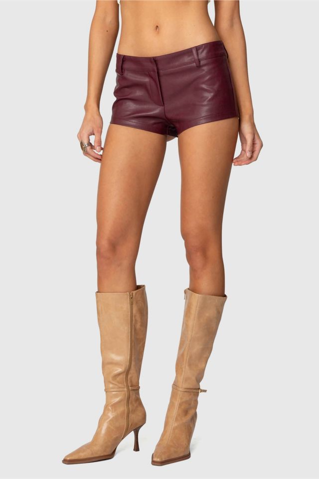 Edikted Melaney Faux Leather Micro Shorts #3