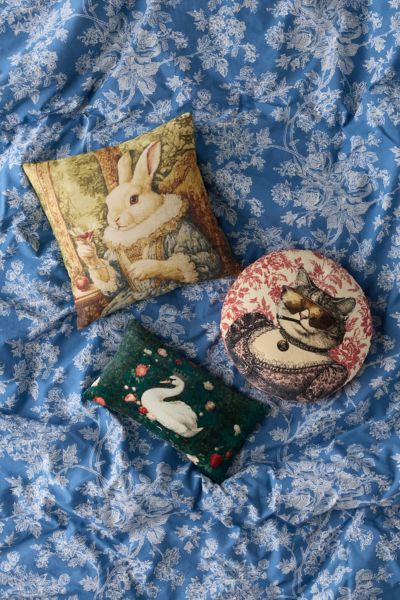 Urban Outfitters Renaissance Critters Velvet Throw Pillow In Round Cat At  In Multi