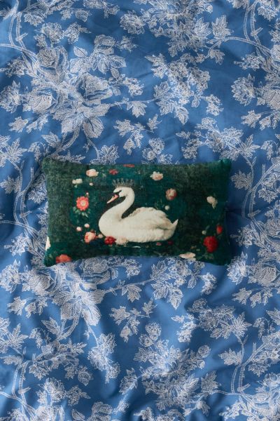 Urban Outfitters Renaissance Critters Velvet Throw Pillow In Bolster Swan At  In Multi