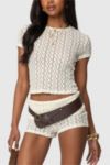 Edikted Rye Sheer Textured Foldover Shorts
