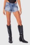 Edikted Erika Low Rise Frayed Denim Shorts