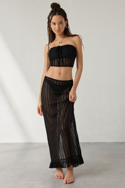 Silence + Noise Esme Cropped Coated Denim Halter Vest