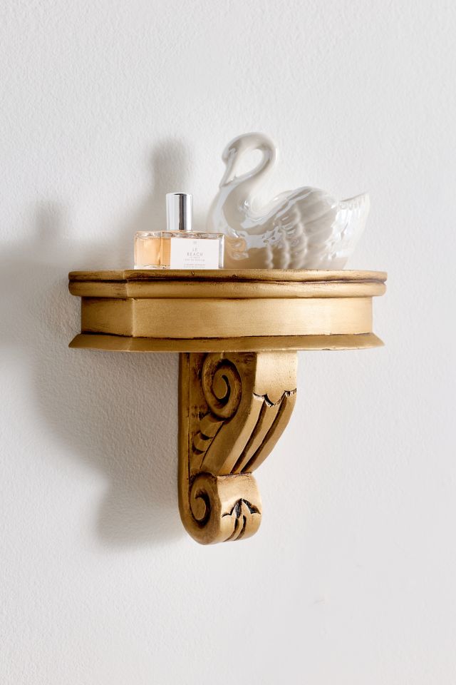 Corinne Carved Mango Wood Wall Shelf #2