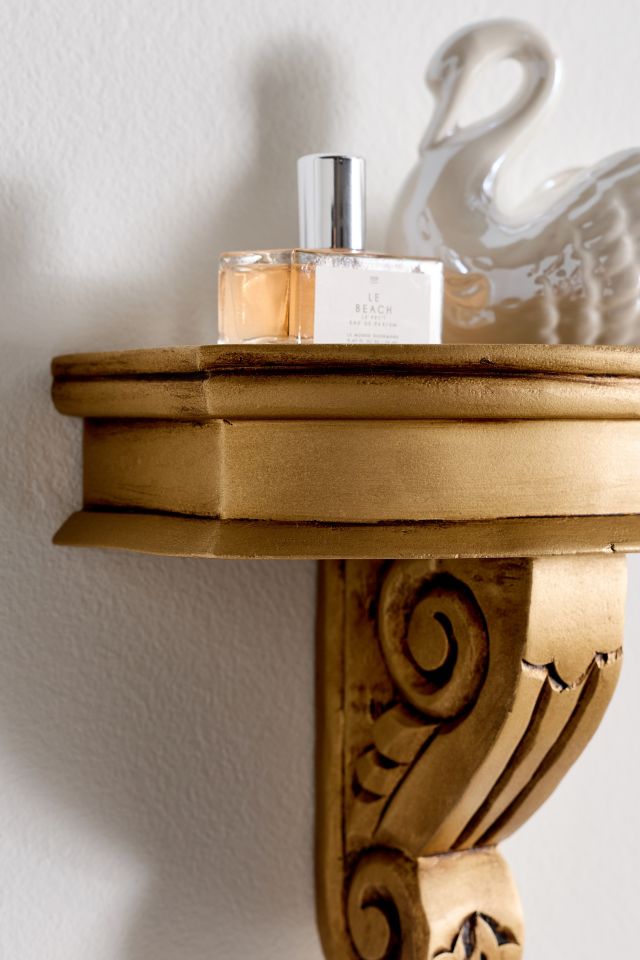 Corinne Carved Mango Wood Wall Shelf #3