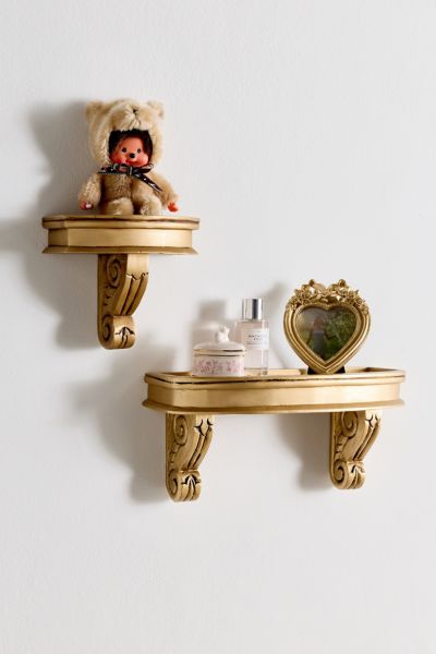 Corinne Carved Mango Wood Wall Shelf