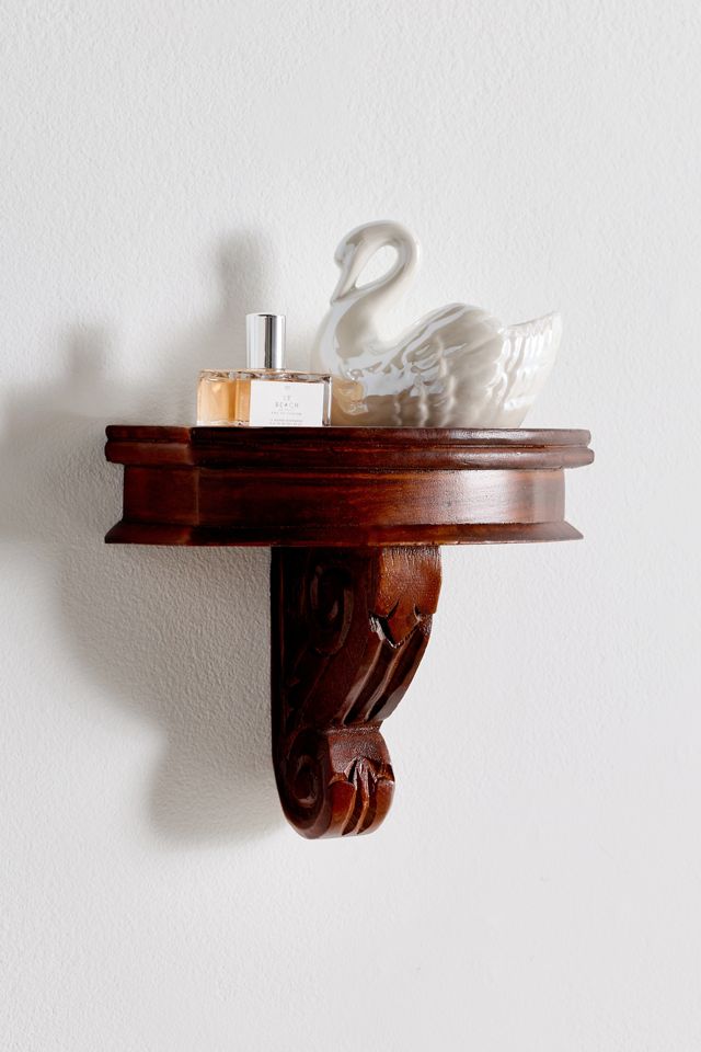 Corinne Carved Mango Wood Wall Shelf