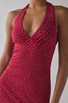 UO Head Over Heels Jersey Knit Plunging Halter Mini Dress