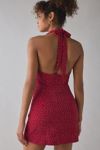 UO Head Over Heels Jersey Knit Plunging Halter Mini Dress