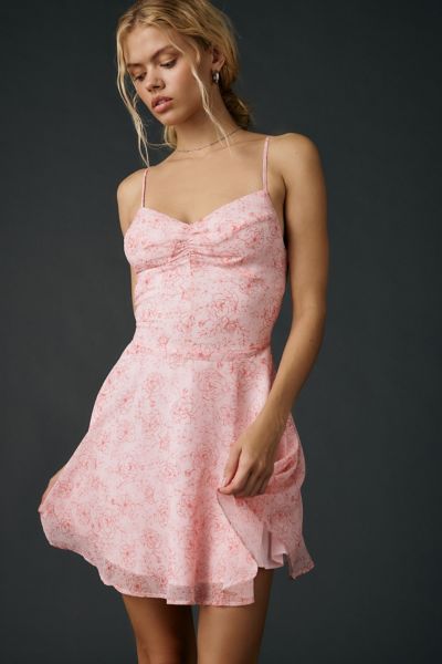 UO Over The Horizon Chiffon Fit-And-Flare Mini Dress