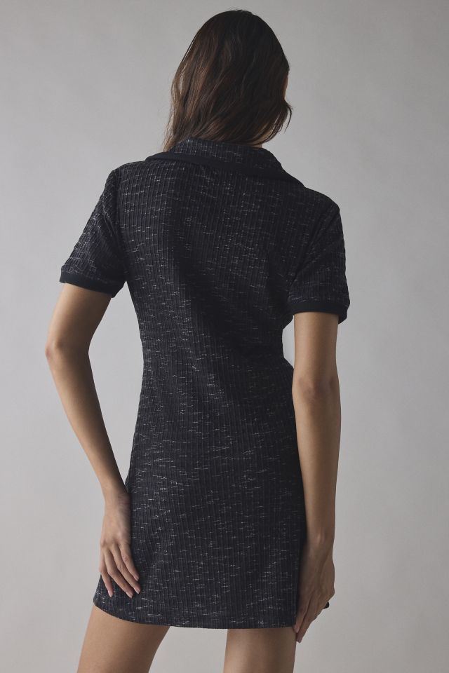 Robe mini à col en maille côtelée UO Golden Hour à manches courtes #1