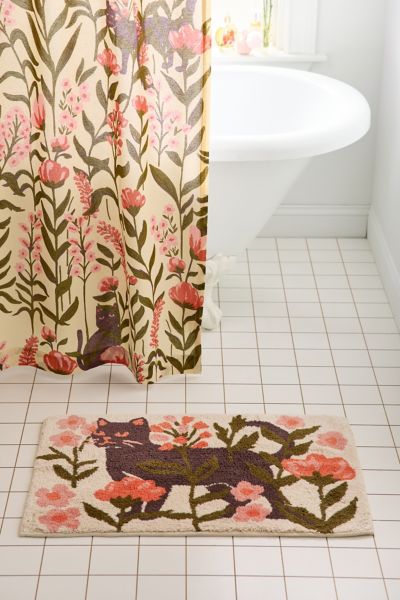 Urban Outfitters Wren Kitty Plush Tufted Bath Mat At  In Multi