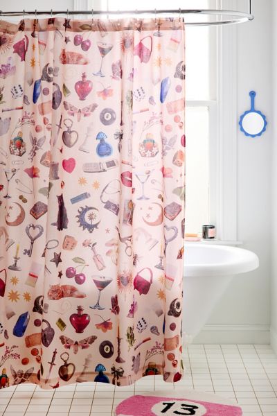 Urban Outfitters Charmed Icon Collage Patterned Shower Curtain In Peach At  In Multi