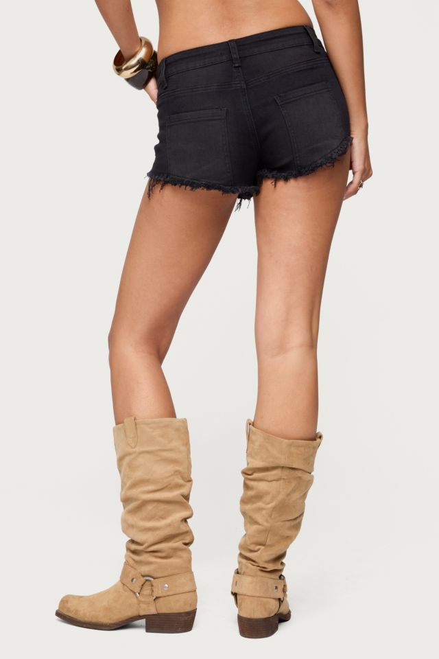 Edikted Studded Low Rise Denim Micro Shorts #3