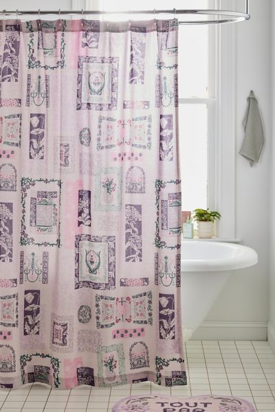 Urban Outfitters Aurelia Floral Patterned Shower Curtain In Icy Lavender At  In Purple
