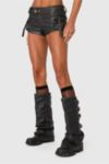 Edikted Washed Faux Leather Micro Cargo Shorts