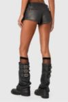 Edikted Washed Faux Leather Micro Cargo Shorts