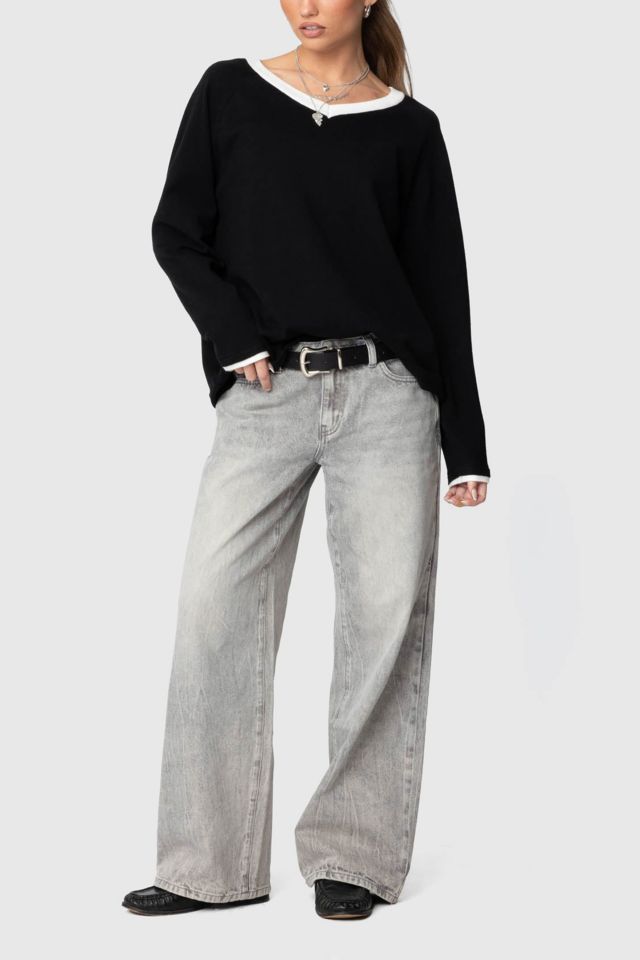 Edikted Magda Low Rise Acid Wash Jeans #3