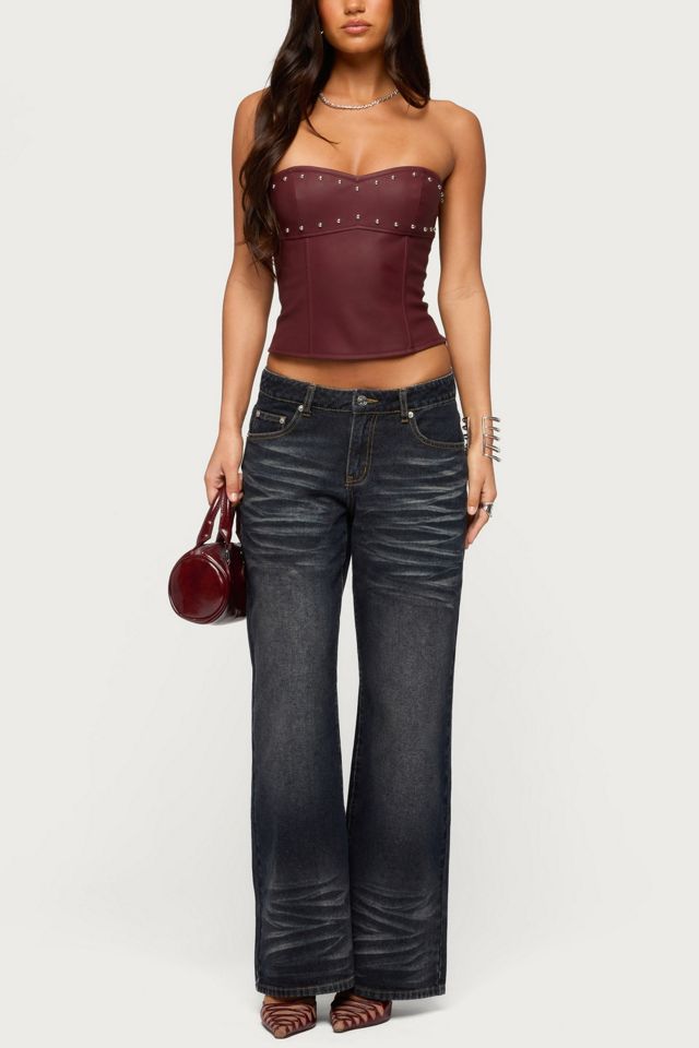 Edikted Magda Low Rise Acid Wash Jean #1