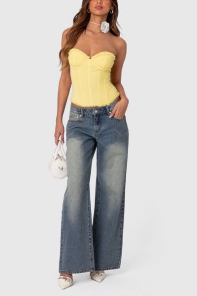 Edikted Magda Low Rise Acid Wash Jeans In Blue/vintage/washed, Women's At Urban Outfitters