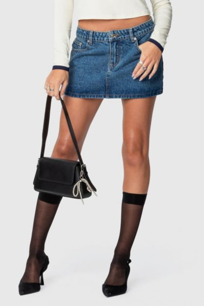 Edikted Chiara Denim Mini Skirt In Blue, Women's At Urban Outfitters