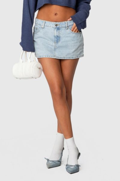 Edikted Chiara Denim Mini Skirt In Light/blue, Women's At Urban Outfitters