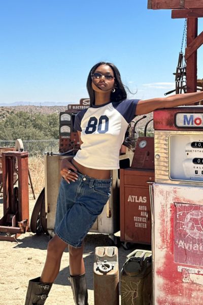 Edikted 80's Raglan T-shirt Top In White, Women's At Urban Outfitters