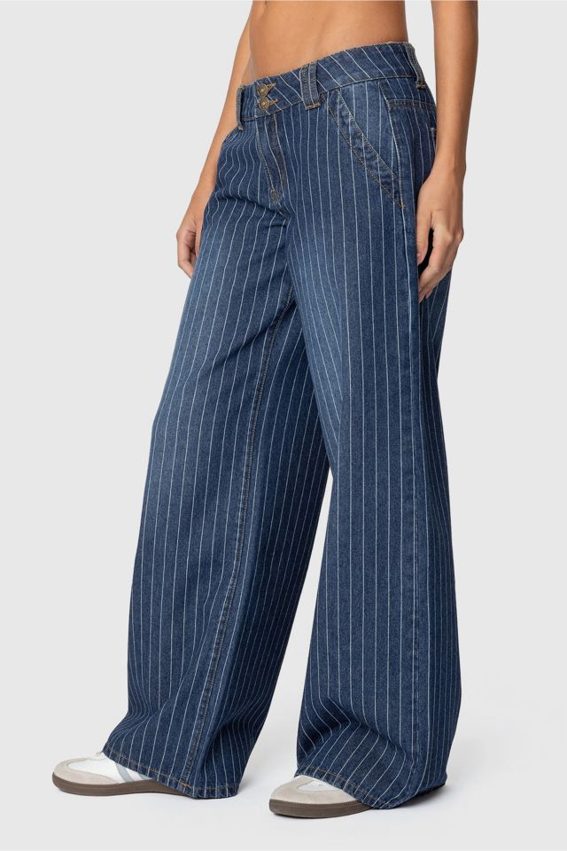 Edikted Cory Striped Low Rise Jeans