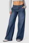 Edikted Cory Striped Low Rise Jeans