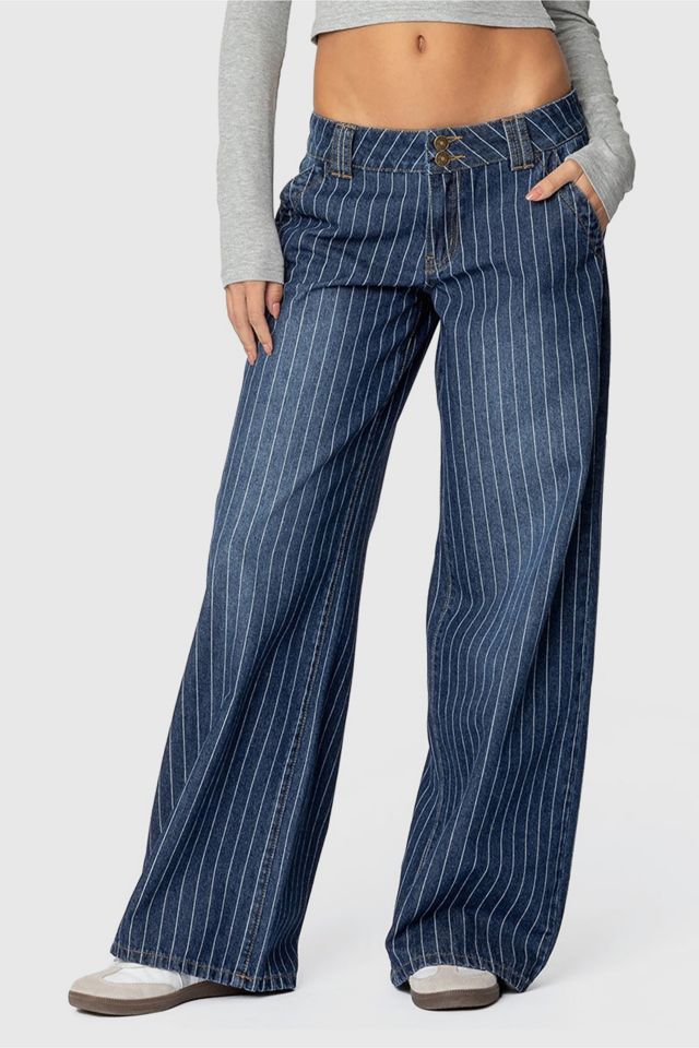 Edikted Cory Striped Low Rise Jeans
