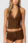 Edikted Sloane Faux Suede Halter Top
