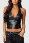 Edikted Tana Faux Leather Halter Top