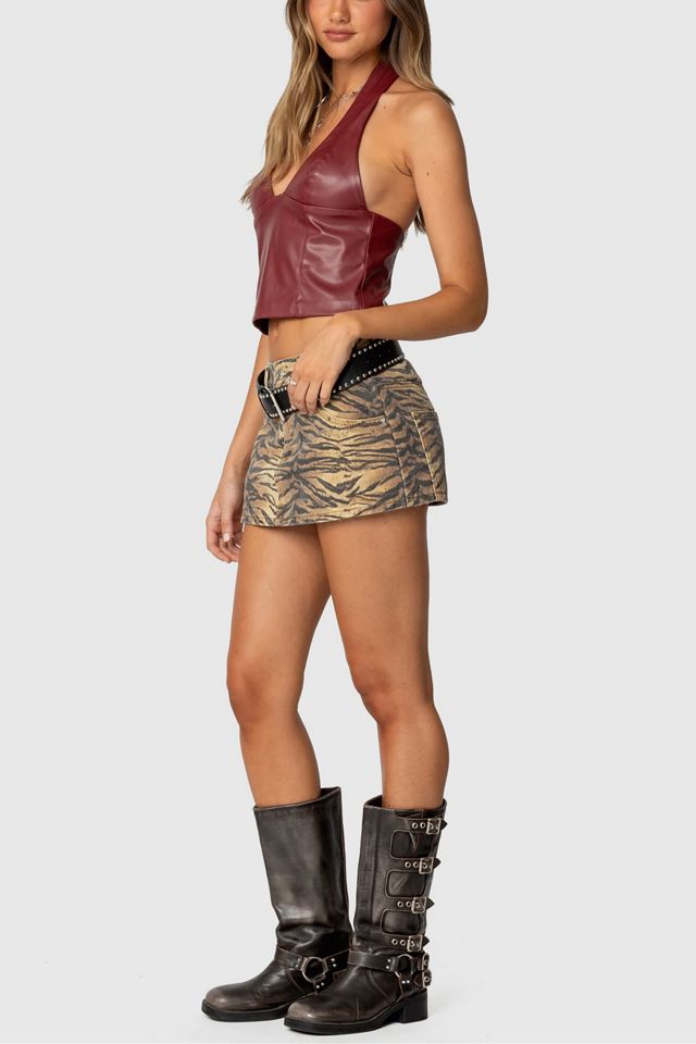 Edikted Tana Faux Leather Halter Top #1