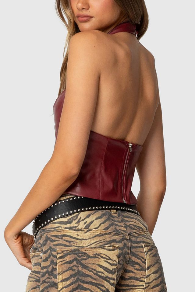 Edikted Tana Faux Leather Halter Top #4