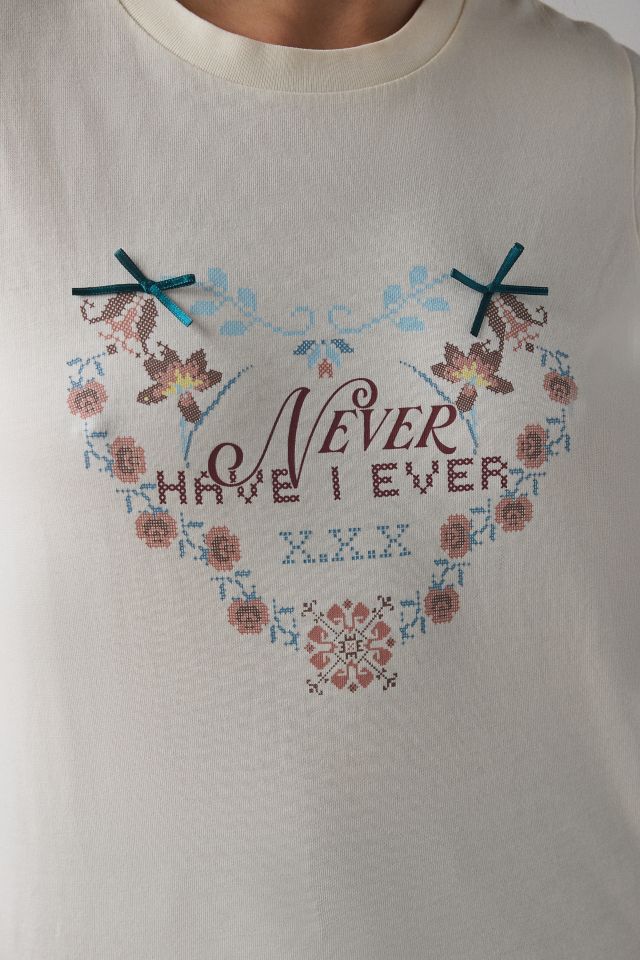 Never Ever Cross Stitch Applique Graphic Tee #3