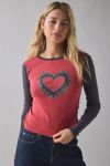 Grunge Heart Graphic Raglan Long Sleeve Baby Tee