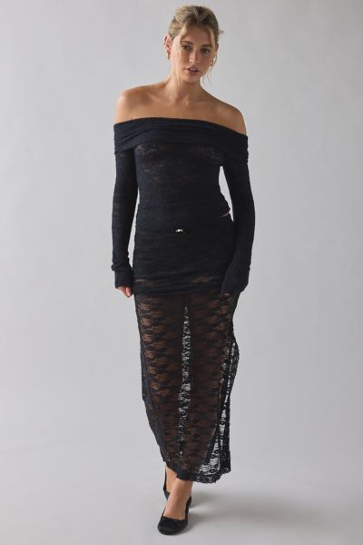 Kimchi Blue Lily Sheer Lace Long Sleeve Off-The-Shoulder Top Product Page