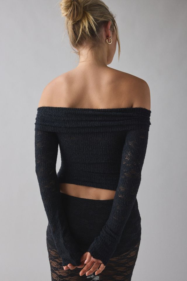 Kimchi Blue Lily Sheer Lace Long Sleeve Off-The-Shoulder Top