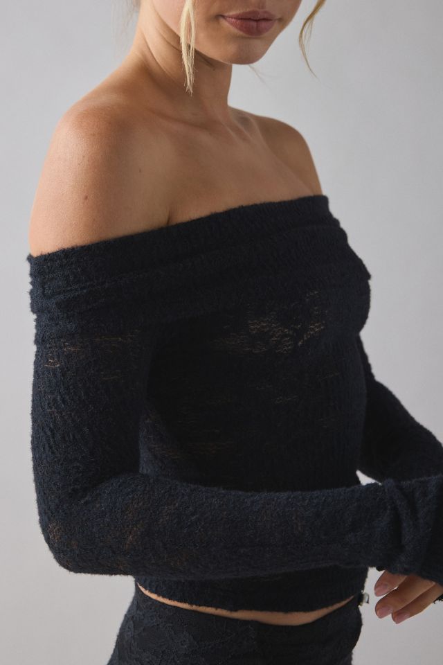 Kimchi Blue Lily Sheer Lace Long Sleeve Off-The-Shoulder Top