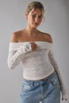 Kimchi Blue Lily Sheer Lace Long Sleeve Off-The-Shoulder Top