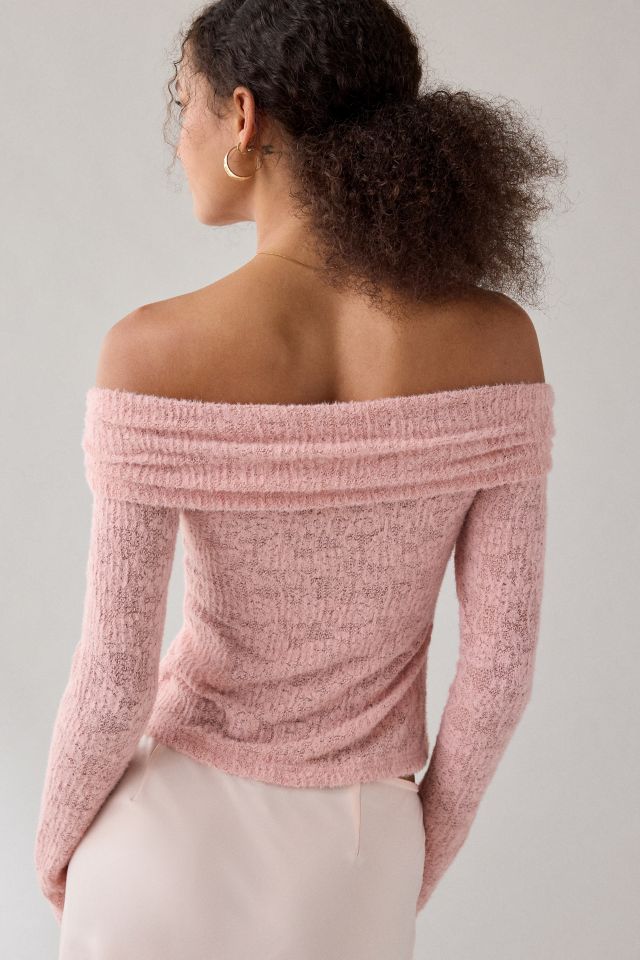 Kimchi Blue Lily Sheer Lace Long Sleeve Off-The-Shoulder Top #3