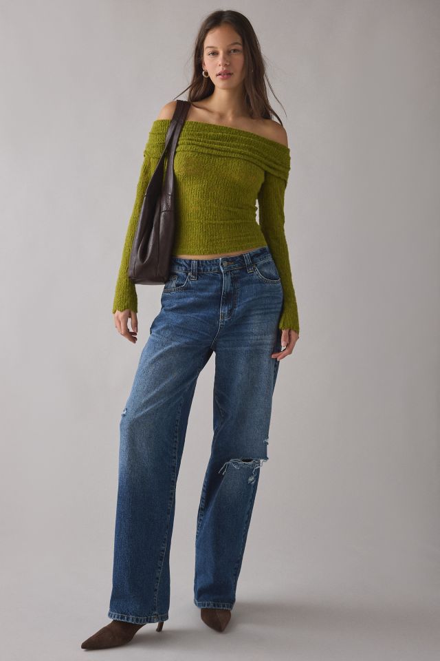 Kimchi Blue Lily Sheer Lace Long Sleeve Off-The-Shoulder Top #2