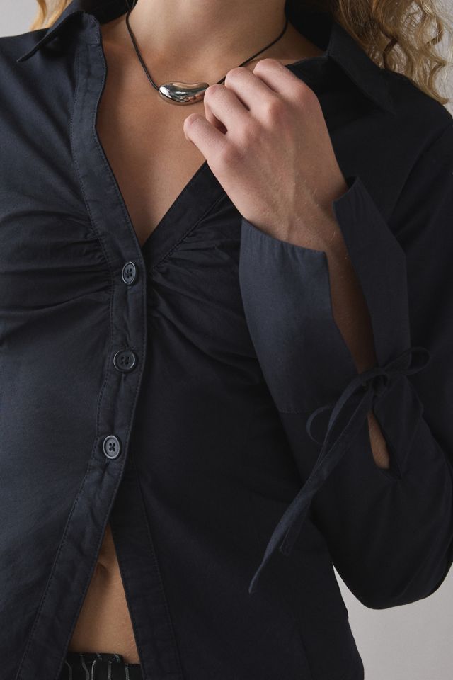 Kimchi Blue Poppy Button-Front Flyaway Slim Shirt